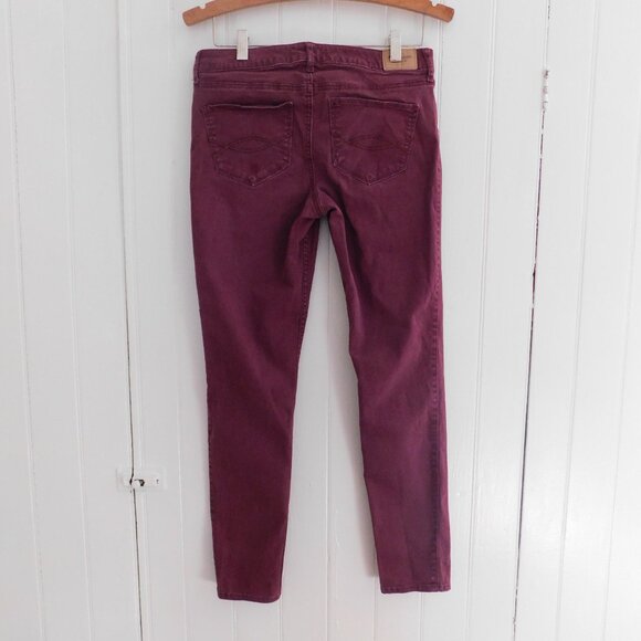 🦌 Abercrombie & Fitch Maroon Skinny Jeans Size 8 W29 - Picture 11 of 12